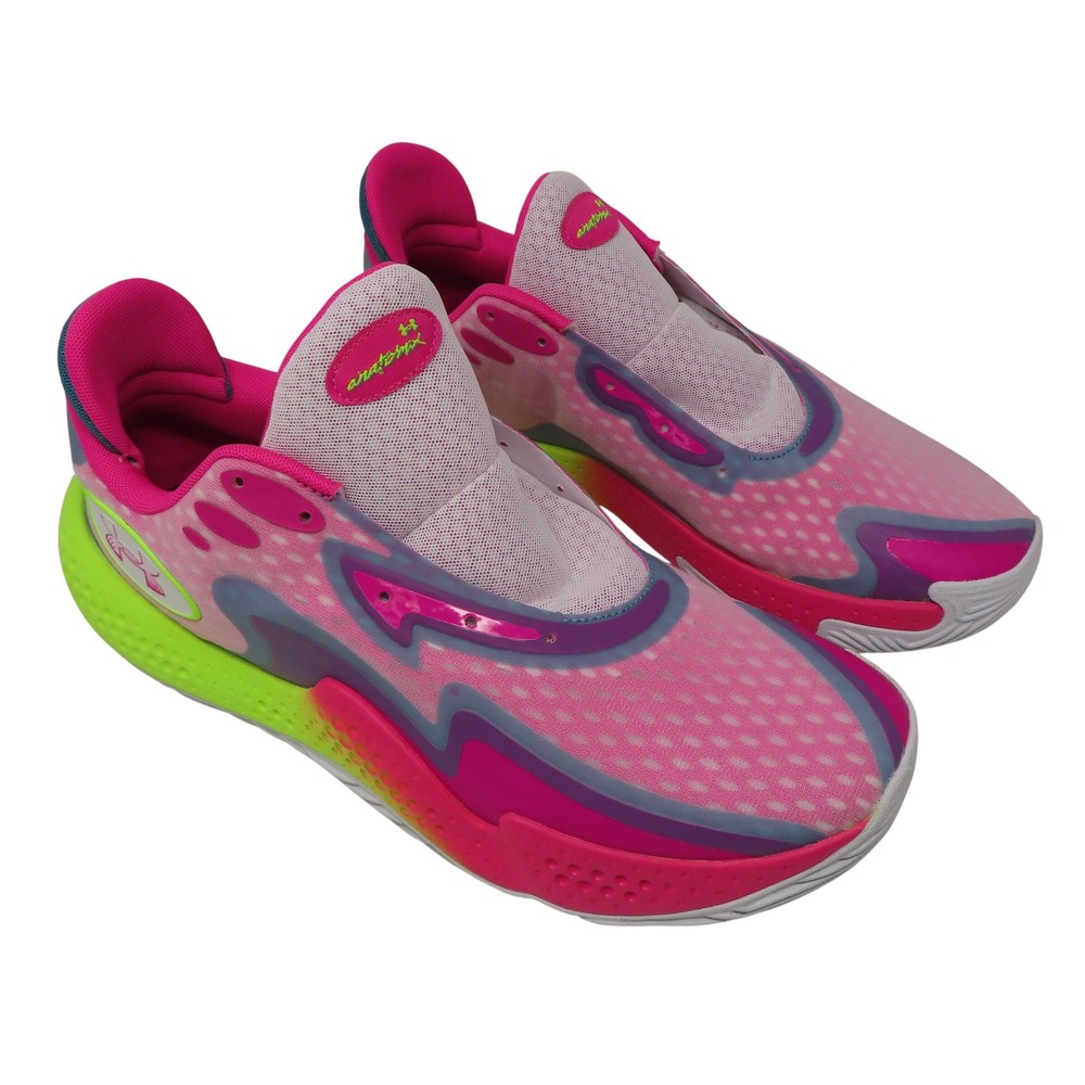 Under Armour Anatomix Basketball Shoes Pink Neon Green Purple Mens 16 Micro G